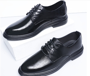 Nuevo estilo para hombre, cordones de punta redonda, aumento de amortiguación, desgaste antideslizante transpirable, zapatos de vestir de boda de oficina - Product Image 1