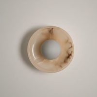 Applique murale ronde en marbre naturel avec lumière chaude pour la décoration de la chambre à coucher et du salon, luminaires halogènes à montage mural