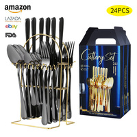 DINGYONG OEM/ODM – Ensemble de couverts 24 pièces en acier inoxydable écologique 1010, directement de l'usine, coffret cadeau, couteau à steak, fourchette et cuillère de style occidental