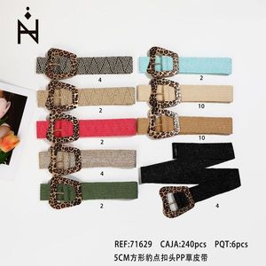 Cinturón de PP con Hebilla de Puntos de Leopardo de 5 cm Cuadrados para Mujer, Accesorios de Moda - Product Image 1