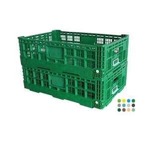 Lớn Lưới Vận Chuyển Nhựa Có Thể Gập Lại Hộp Đóng Mở Crate Với Nắp Nông Nghiệp Và Trái Cây Doanh Thu Vận Chuyển Folding Crate - Product Image 1