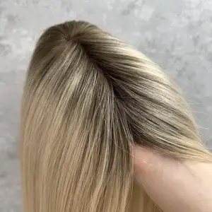 Yeni varış rus saç toptan dantel taban kadın Topper insan bakire saç peruk ucuz fiyat vurgulamak renk kadınlar için