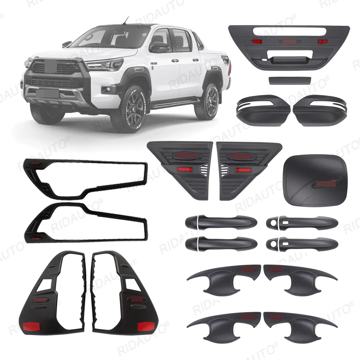 Pick Up kit bodi Off Road, aksesori modifikasi auto warna hitam Matt cocok untuk Toyota Hilux 2020-2023