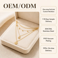 Collier superposé en acier inoxydable 316L, chaîne multi-brins ton or, pendentif à griffes en zircon, bijoux unisexe, cadeau