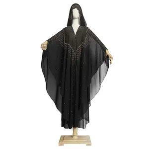 H D Women Clothing Dubai Chiffon Hooded Dress Muslim Kaftan Kimono African Plus Size Boubou Robes