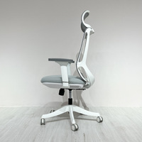 Chaise de bureau ergonomique moderne de haute qualité avec dossier en maille, pivotante, en tissu, appui-tête réglable, base chromée, électrique