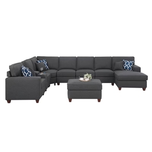 Canapé d'angle en U 7 places en lin moderne, ensemble de meubles de salon segmentés en tissu, vente en gros, assemblage et démontage - Product Image 2