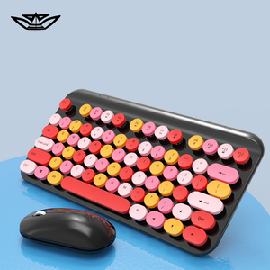 LVKIDRON Combo clavier-souris sans fil 75 touches ergonomique Punk <span class=keywords><strong>Mini</strong></span> Set USB 3.0 Interface Cadeau pour les filles utilisant des ordinateurs portables - Product Image 1