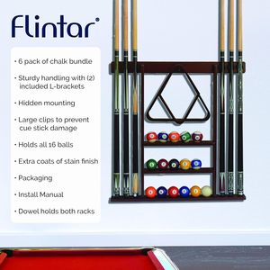 Support mural pour queues de billard Flintar, 3-4 queues, bois noir, résistant à l'eau, durable - Product Image 6