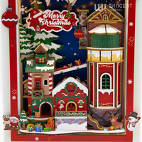 Wincent Artisanat en bois fait main DIY 3D Puzzles Maison de poupée miniature en bois avec lumières LED