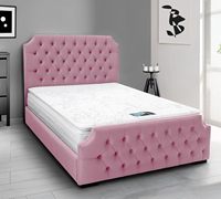 Lit rembourré confortable et peu encombrant, design italien, direct usine, avec tête et pied de lit en velours moelleux, et sommier réglable à vérins à gaz