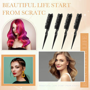 Usine personnalisée <span class=keywords><strong>coiffeur</strong></span> <span class=keywords><strong>coiffeur</strong></span> trois rangées de peignes brosse à cheveux bouclés pour femmes hommes salon de barbier - Product Image 6