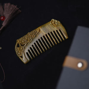 便携式中式手工檀香彩绘雕刻木梳木发梳发刷 - Product Image 4