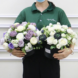Boîte à fleurs <span class=keywords><strong>en</strong></span> forme de seau, cadeau artisanal pour le Nouvel An, bouquet de tournesols, roses et orchidées artificielles, décoration de fête de mariage, décoration de table - Product Image 3