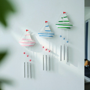 Mediterranean Style Sailboat Wind Chimes 4Pcs Wall Hanging Home Decor Boat Ornaments - Product Image 2