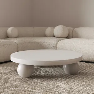 Home Living Round Sofa Coffee Table Concrete Accent Cocktail Table For Decoration