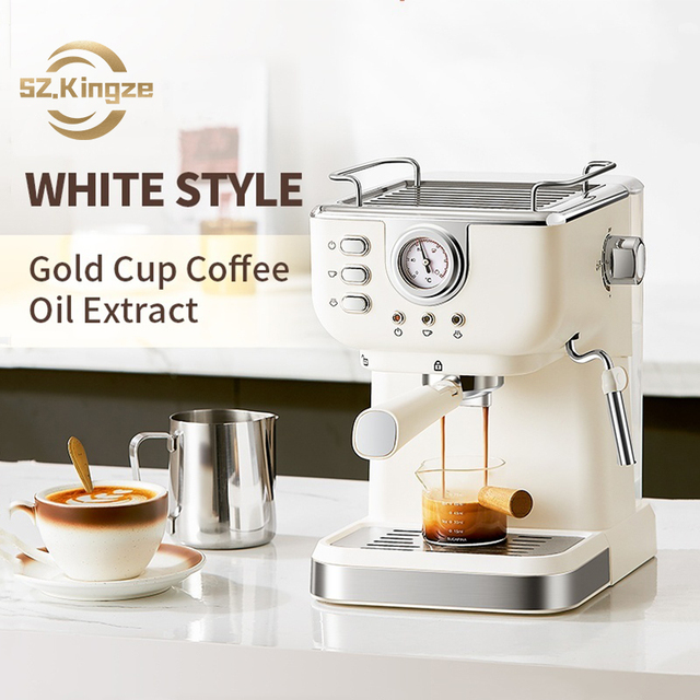 Kingze High Pressure Semi-automatic Espresso Machine 20 Bar Temperature Control Coffee Maker for Office Home Use