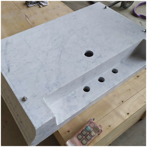 Top per lavabo integrato in marmo bianco di <span class=keywords><strong>Carrara</strong></span> 100% naturale italiano, doppio lavabo, ecologico, resistente al fuoco, superficie lucida - Product Image 5