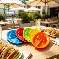 Tempat Taco Plastik 3 Slot 2 Area Saus Bebas BPA PP Food Grade Dapat Digunakan Kembali Piring Taco Multiwarna untuk Pesta Makan Malam