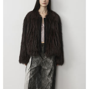 <strong>Lady</strong> Girl's Winter Fox Fur <strong>Coat</strong> Easy Casual Light Airy Artistic Vertical <strong>Car</strong> Strip Thick Lining Silk Breathable Trench - Product Image 6