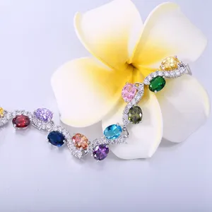 Zhefan Fashion Classic Double Lock Clasp Jewelry Colorful Zircon Charm Cute For Women Men Bracelet on Stock