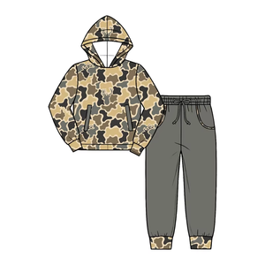 Ensemble sweat à capuche et jogging imprimé camouflage canard pour garçons, tenue décontractée style chasse, vêtements d'automne, vente en gros - Product Image 5
