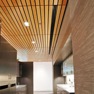 Plafond suspendu en aluminium métallique insonorisé pour salle de sport, design moderne et léger, panneaux en bois imitation bois, <span class=keywords><strong>grille</strong></span> de plafond - Product Image 5