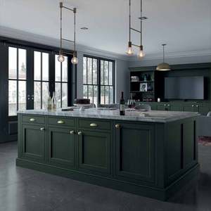 Muebles de Cocina de Alta Calidad Personalizados de Fábrica, Gabinetes de Cocina Verdes Estilo Shaker, Gabinetes de Cocina Modulares de Madera Lacada con Isla - Product Image 2