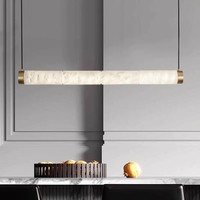 Lustre minimaliste en albâtre espagnol, style nordique, en marbre naturel, pour restaurant, bar, cuisine, avec éclairage LED
