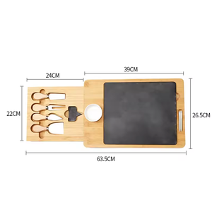 Tabla de Cortar de Madera de Acacia, Rectangular, 2 cm de Grosor, Incluye Tazas de Salsa de Cerámica, Tabla de Quesos - Product Image 5