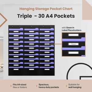 30-Pocket 600D Oxford File Pocket Chart, Over Door Hanging Organizer for Files & Magazines, Wall Storage for Classroom Office - Product Image 6