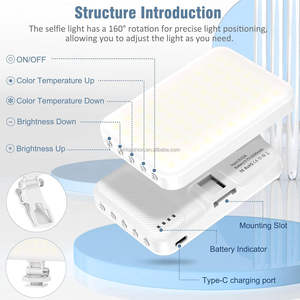 Lampe à selfie portable pour iPhone, lumière d'appoint LED rechargeable pour téléphone, anneau lumineux pour appareil photo, maquillage, visioconférences, <span class=keywords><strong>TikTok</strong></span> - Product Image 4