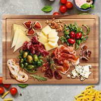 Planche à découper en bois multifonction personnalisée populaire avec poignées - Bois de chêne de 0,4 cm d'épaisseur pour viande, fromage, légumes et fruits