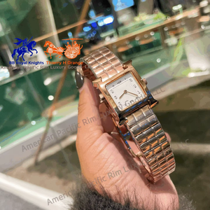 นาฬิกาข้อมือควอตซ์ทรงสี่เหลี่ยมผืนผ้าสำหรับผู้หญิง ยี่ห้อ H รุ่นโบราณหรูหรา ลายการ์ตูน สายสแตนเลสสตีลขนาด 16 มม. กันน้ำ ตัวเรือนโลหะผสม กลไก Ronda - Product Image 4