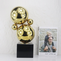 Sculpture de boules en marbre doré et noir poli miroir Tuohuangniu, sphères empilées abstraites, ornement de bureau moderne de luxe