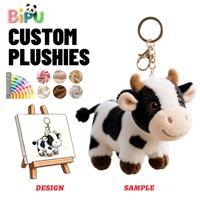 Porte-clés en peluche vache tachetée personnalisé OEM BIPU, breloque de sac vache laitière Kawaii, faible MOQ, conception personnalisée