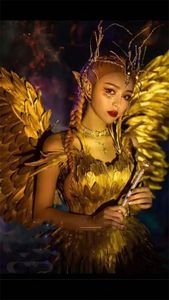 Costume d'ailes de fée en plumes dorées <span class=keywords><strong>pour</strong></span> femmes <span class=keywords><strong>pour</strong></span> <span class=keywords><strong>un</strong></span> look luxueux lors des carnavals et des festivals - Product Image 5