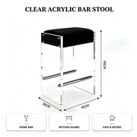 Tabouret de bar en acrylique transparent, hauteur de comptoir 68 cm, siège en velours, repose-pieds en acier inoxydable, chaise de bar moderne pour îlot de cuisine
