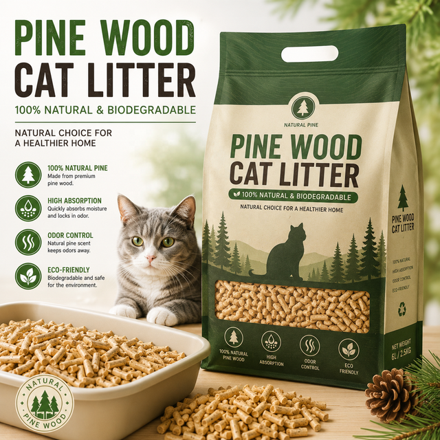 Natural Pine Cat Litter for Cats Ultra Absorbent Wood Pellets, Dust-Free, Eco-Friendly & Long-Lasting Odor Control