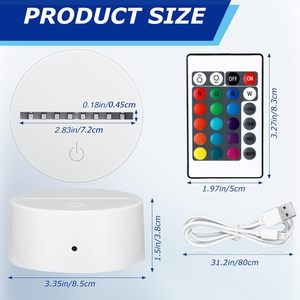 Vente en gros d'usine, lampe 3D à effet d'illusion moderne avec télécommande tactile ABS LED, base avec éclairage RVB, intensité réglable, 16 couleurs changeantes - Product Image 2