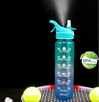 Bouteille d'eau à double usage (à vaporiser et à boire) - Breveté aux États-Unis, approuvé par la FDA, sans BPA, bouteille d'hydratation sportive