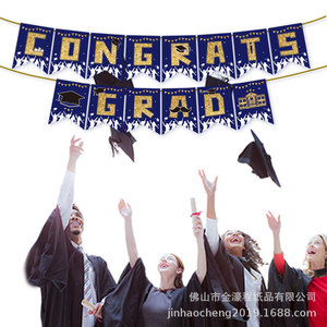 Graduation Paper <b>Banner</b> Blue Rectangle Cartoon Design Durable For Graduation Ceremony Decorations - Product Image 3