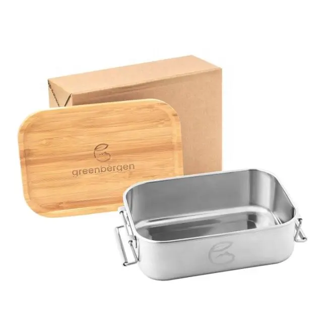 Bento Lunch Box for Adults Bento Box Bamboo Lid Stainless Steel Storage Boxes Bins Food Container