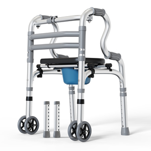 Marcheur et déambulateur assisté tout-en-un <span class=keywords><strong>pour</strong></span> senior avec siège confortable Commode Douche Toilette Assistance - Product Image 1