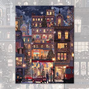 Pintura por Números, Pueblo Navideño, Escena Invernal Nevada, Pintura al Óleo DIY sobre Lienzo, Arte de Pared, Decoración Navideña para el Hogar - Product Image 5