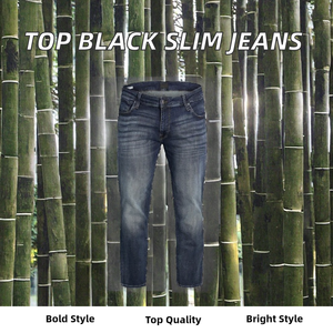 Jean en denim coupe droite ajustée pour homme, bleu pierre, délavé à la cire, coupe classique, le plus vendu, avec finition légèrement délavée, tricoté pour l'hiver, séchage rapide - Product Image 2