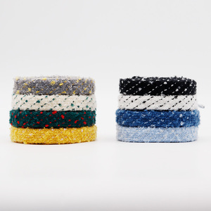 Lacci Coolstring per Scarpe da Baseball, Lacci Piatti a Doppio Strato in Finta Pelliccia con Inserto a Righe Colorate in Twill - Product Image 1