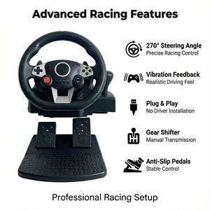 พวงมาลัยเกมมิ่ง YJT-4SW2004 สำหรับ PS4 รุ่น Volante Para 7-in-1 สำหรับ<span class=keywords><strong>คอม</strong></span>พิวเตอร์ แข่งรถ สีดำ แบบมีสาย พร้อมขาตั้งสำหรับเล่นเกมขับรถ - Product Image 3