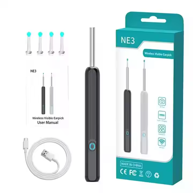 Visual Ear Cleaner 1296P Smart with USB C Charging Ear Wax Removal Tool 6 LED Lights WiFi Connection Ear Camera Stick