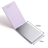 Miroir de maquillage pliable rectangulaire en cuir PU, motif mignon, portable, vente en gros